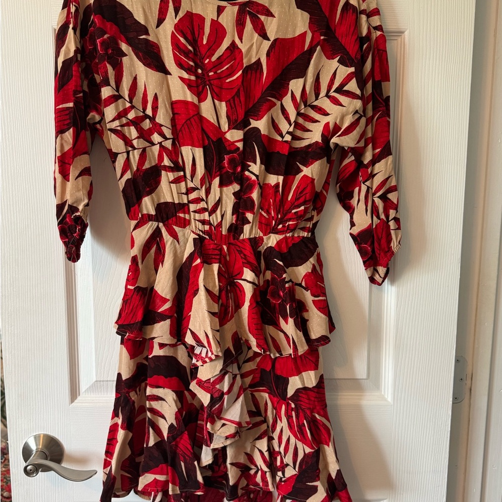 Johana Ortiz x H&M Red and Black Ruffled Wrap Dress with Dolman Sleeves